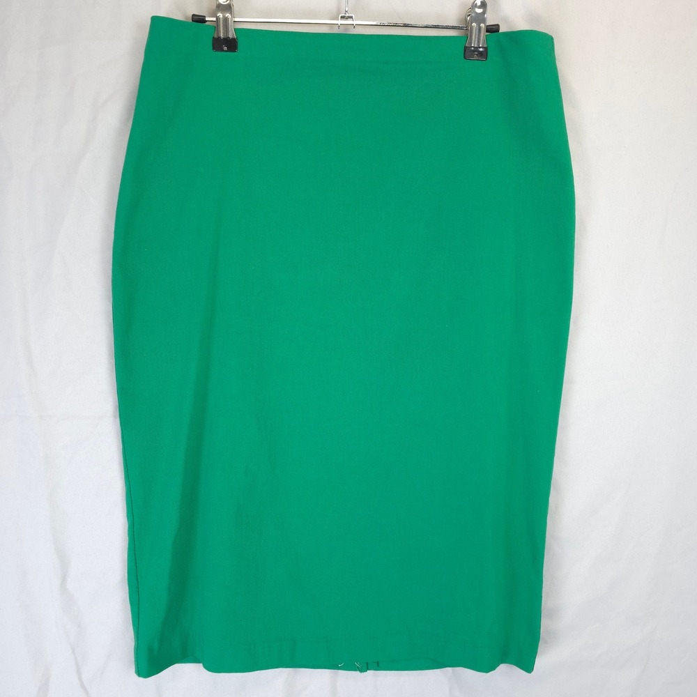 Sag Harbor Green Pencil Skirt Women M Stretch Knee Length Career Office Timeless